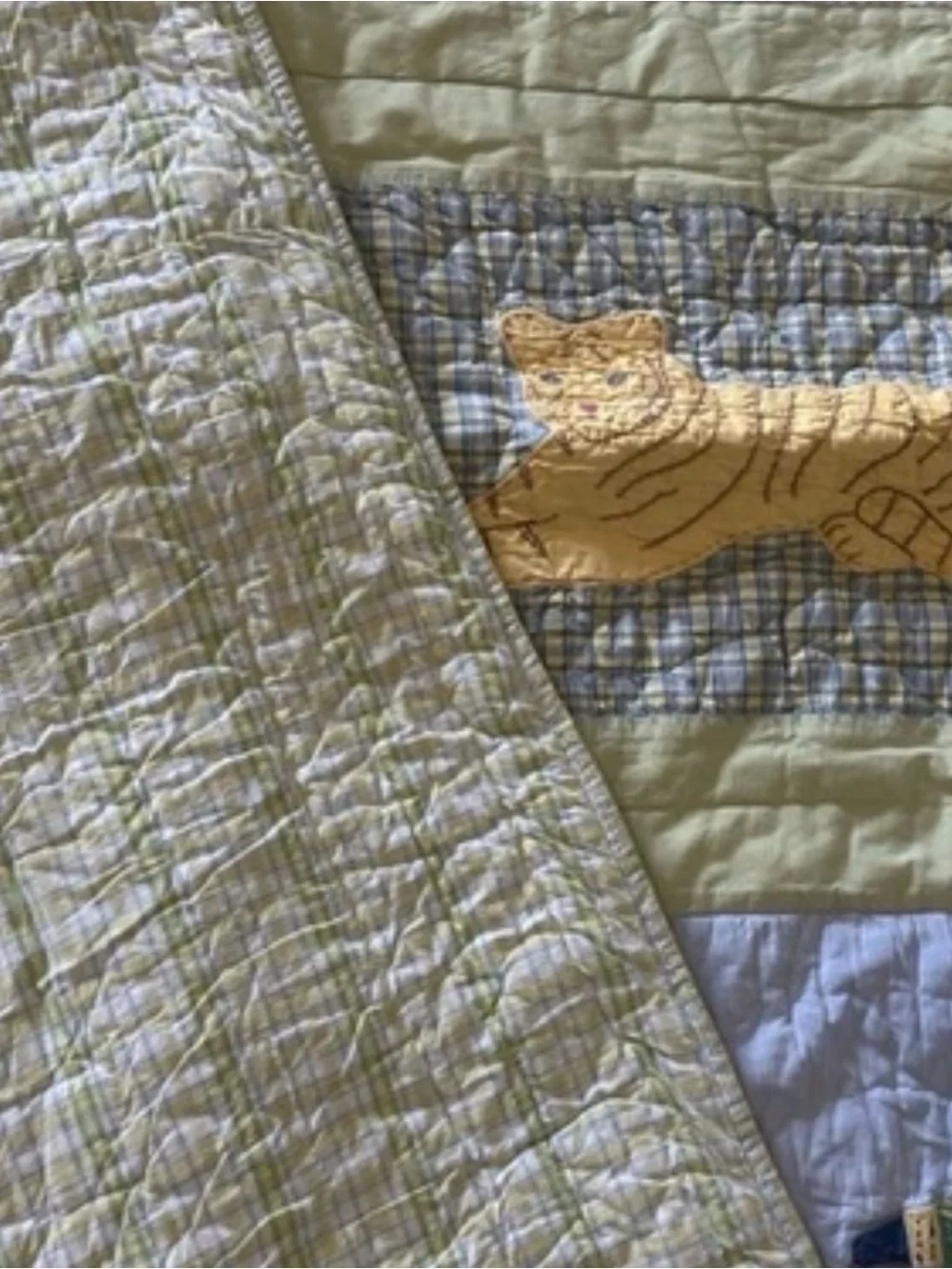 Pottery Barn Kids Twin Quilt Safari Jungle Animal Patchwork Green Cotton Bedding